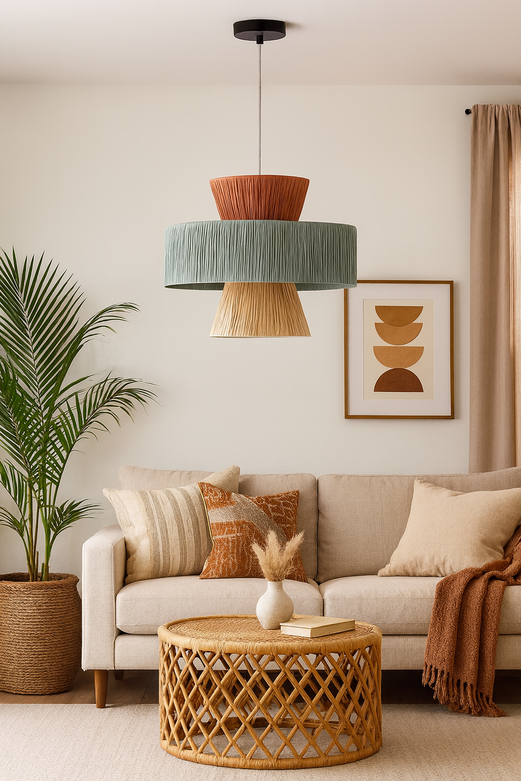 Bamboo Hanging lamp for Living Room | Rattan Pendant light | Cane ceiling light - Samaira by Akway - Image 11