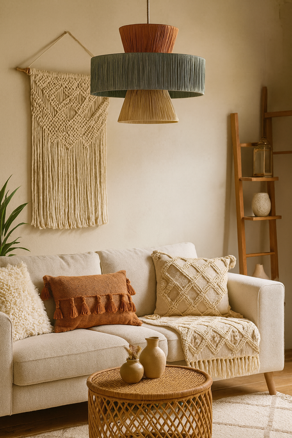 Bamboo Hanging lamp for Living Room | Rattan Pendant light | Cane ceiling light - Samaira by Akway - Image 8