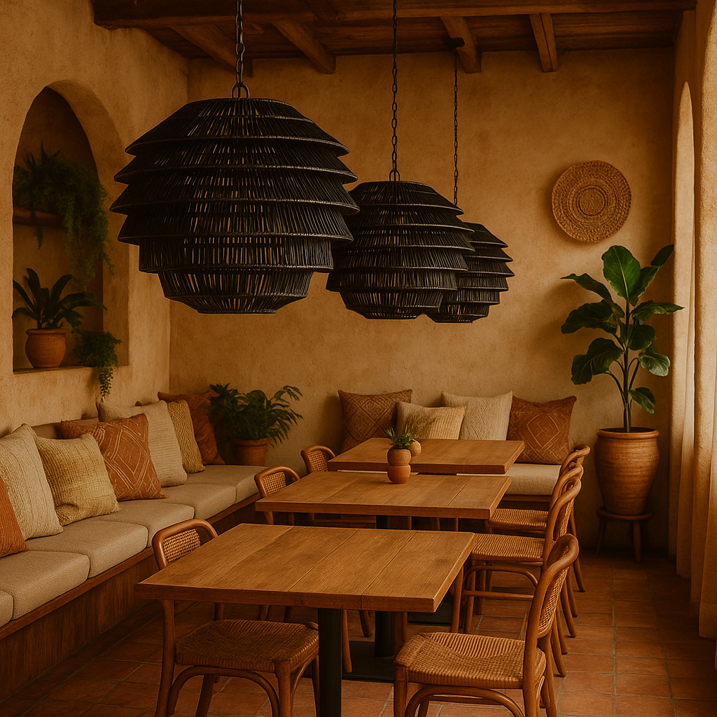 Bamboo Hanging lamp for Living Room | Rattan Pendant light | Cane ceiling light - Sareek