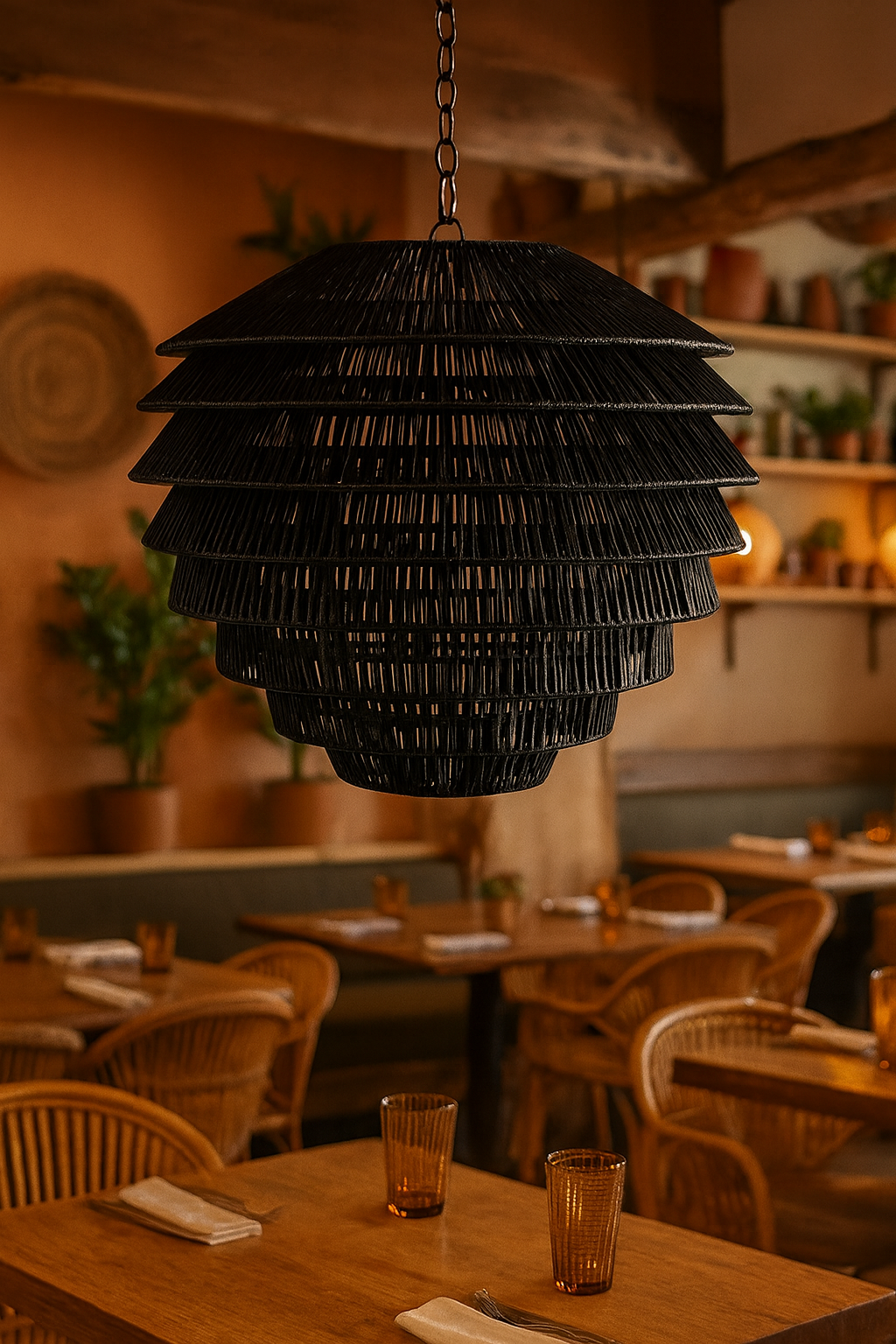 Bamboo Hanging lamp for Living Room | Rattan Pendant light | Cane ceiling light - Sareek