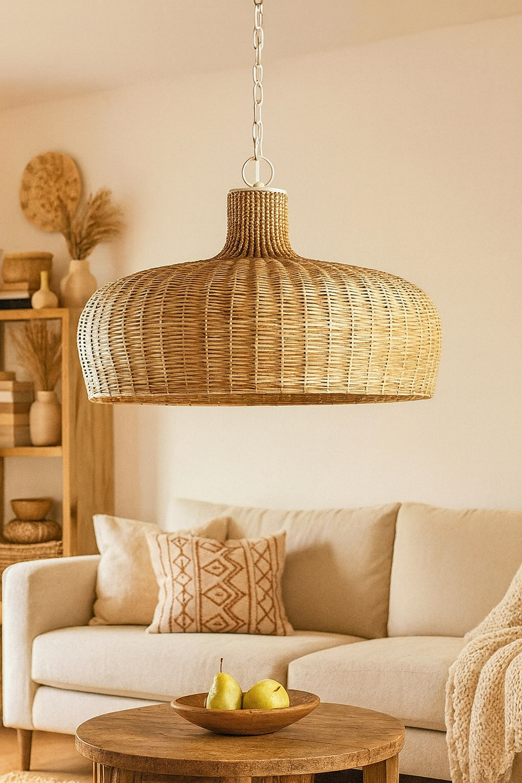 Bamboo Hanging lamp for Living Room | Rattan Pendant light | Cane ceiling light - Taara by Akway - Image 2
