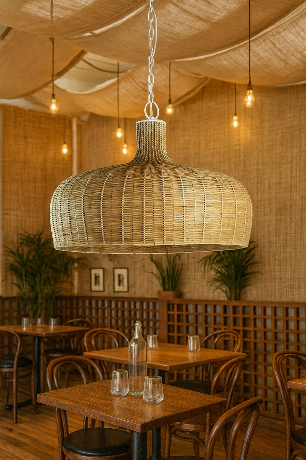 Bamboo Hanging lamp for Living Room | Rattan Pendant light | Cane ceiling light - Taara by Akway - Image 5