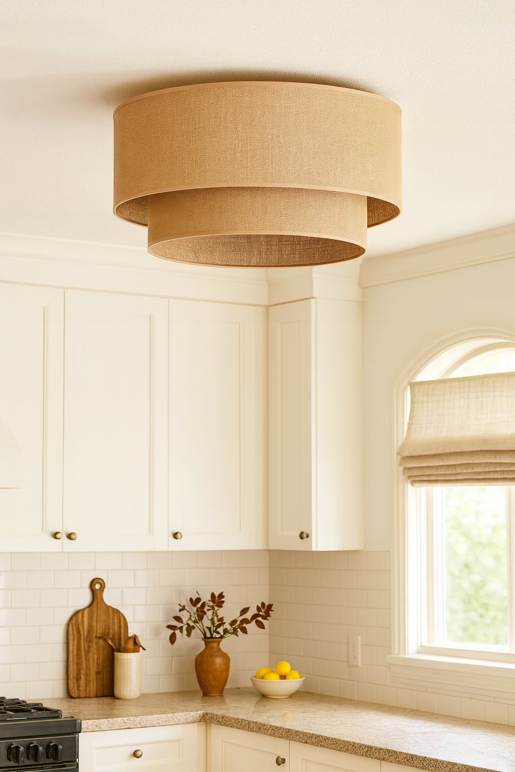 Jute Hanging lamp for Living Room | Jute Pendant light | Jute ceiling light -Tamish 14 Dia x 10 Height by Akway - Image 6