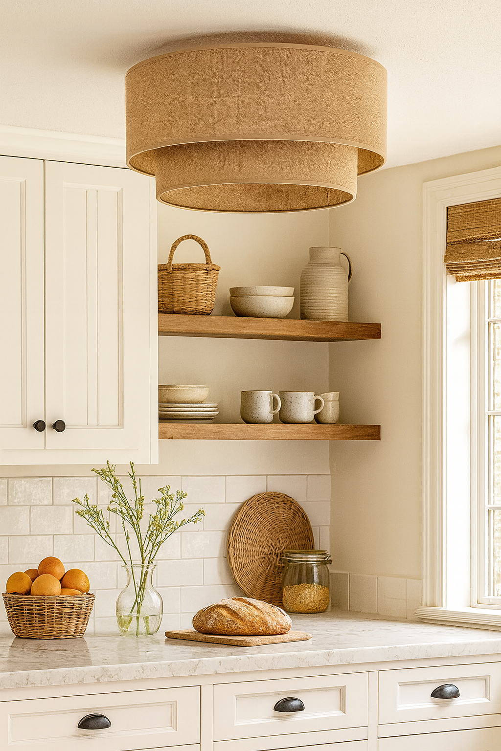 Jute Hanging lamp for Living Room | Jute Pendant light | Jute ceiling light -Tamish 14 Dia x 10 Height by Akway - Image 3