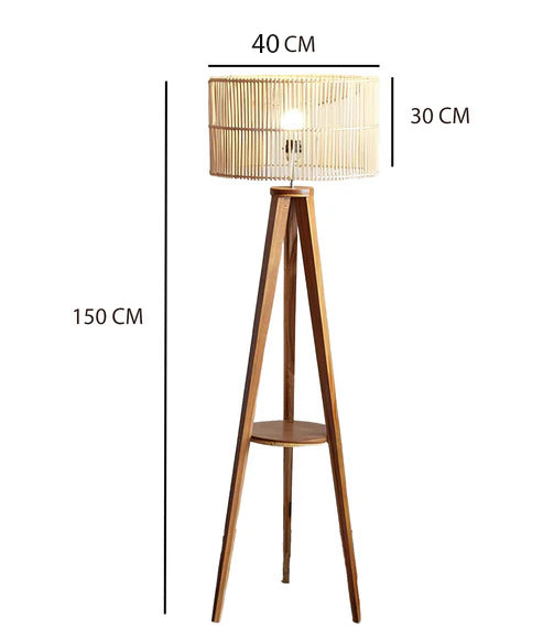 Rattan Floor Lamp | Bamboo Floor Lamp | Cane Floor Lamp - Aamya