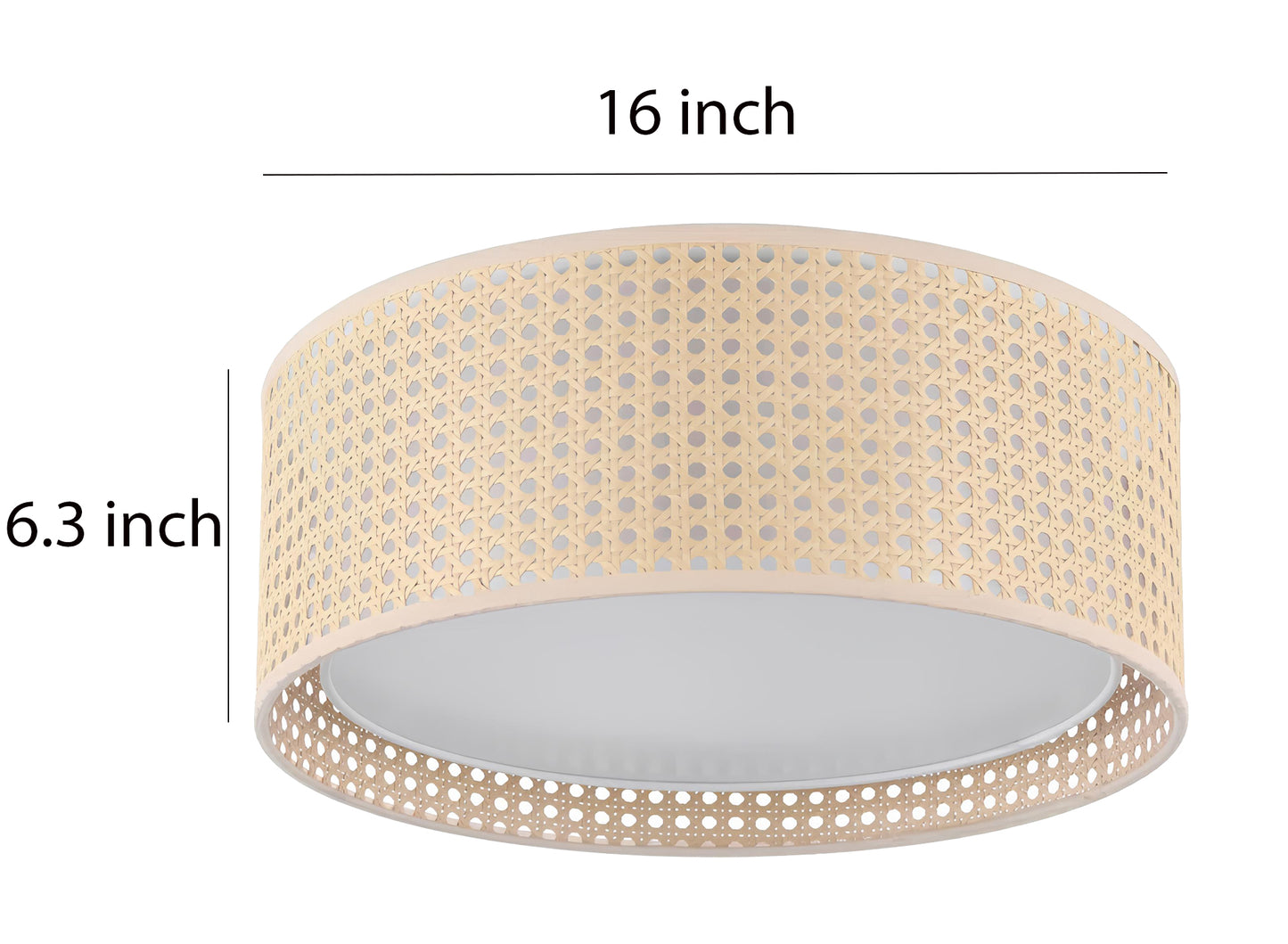 Rattan Ceiling Flush Mount Lamp for Living Room | Wicker Pendant light | Cane ceiling light - Kilash - Akway Uncategorized (I