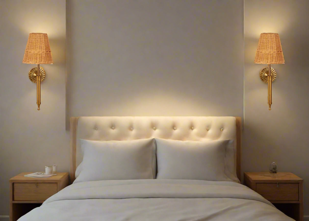 Rattan Wall Lamp For Living Room | Bamboo Wall Scone - Hema - Akway Lighting > Wall Lamps & Sconces (Image 4)