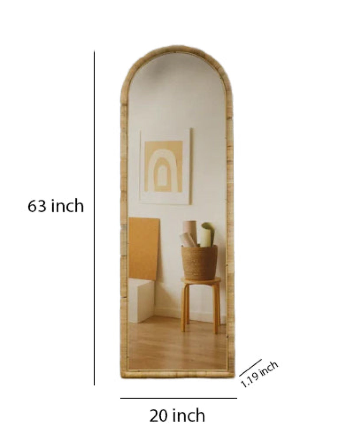 Bamboo Floor Mirror for living room | Cane Floor Mirror | Rattan Mirror -Jenika - Akway Uncategorized (Image 7)