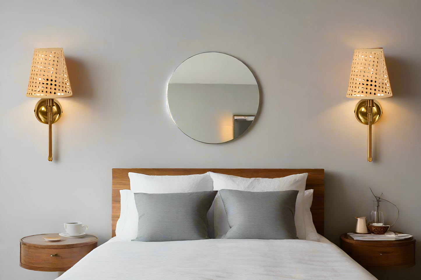 Bamboo Wall Lamp For Living Room | Cane Wall Light - Jagvi - Akway Lighting > Wall Lamps & Sconces (Image 4)