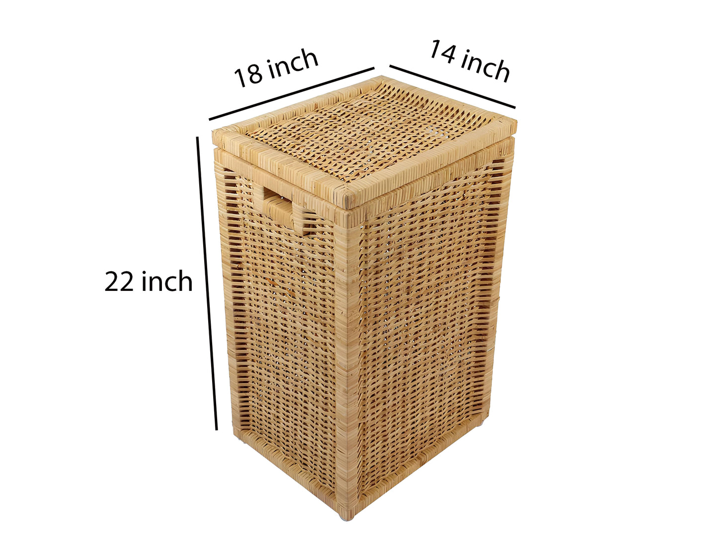 AKWAY wicker water hyacinth kauna grass bamboo cane Storage Basket with Lids | laundry hampers for bathroom wicker laundry basket storage basket(14"L x 18"W x 22"H)