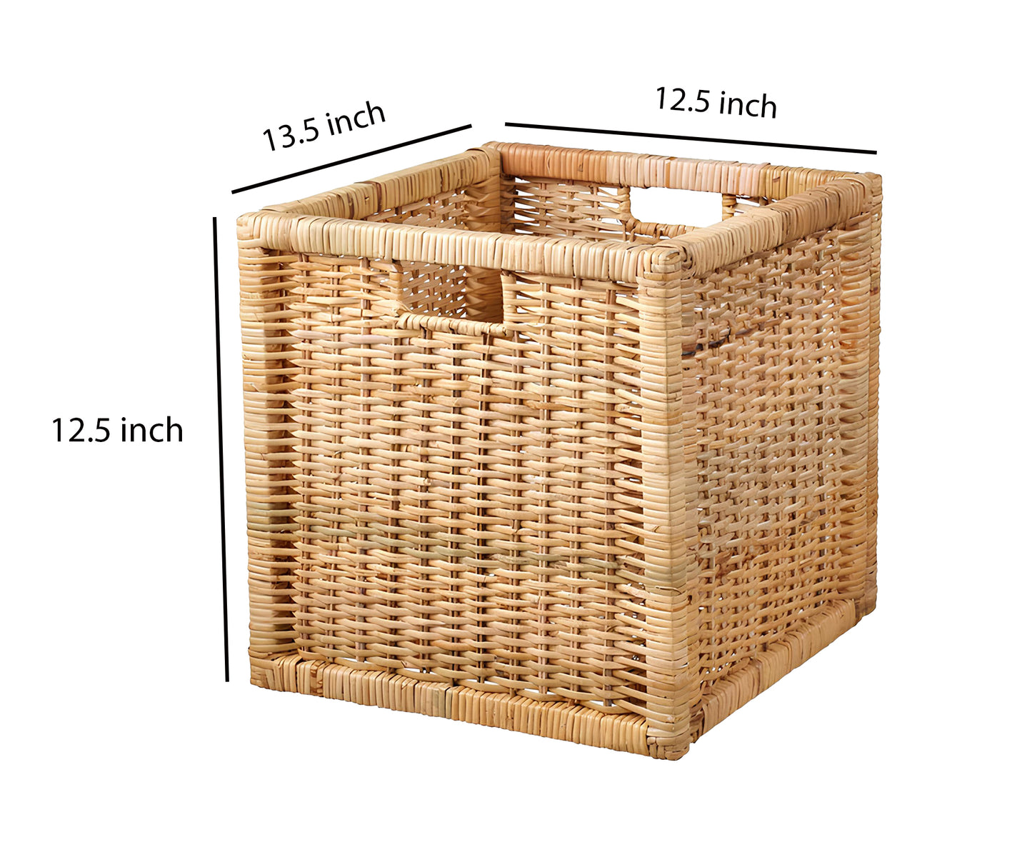 AKWAY Wicker wardrobe basket for storage, cloths, newspapers, photos, toys, plants or other memorabilia, 12.5 x 13.5 x 12.5 Inch, Beige (12.5W x 13.5L x 12.5H, Beige)
