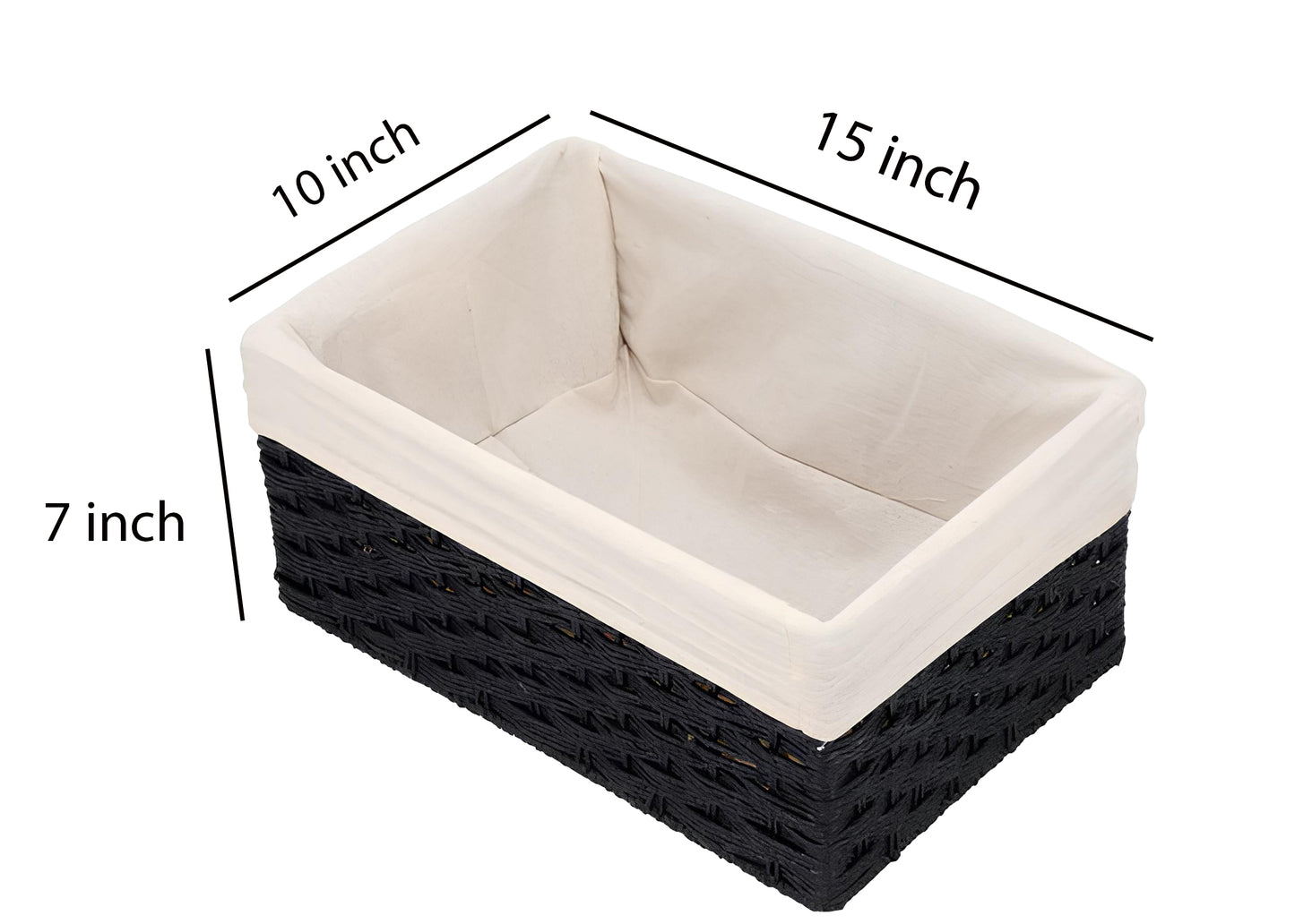 AKWAY Handcrafted Rectangular Bamboo Wicker Basket Organizer (Antique Black, 15 x 10 x 7,Rattan,Pack of 1)
