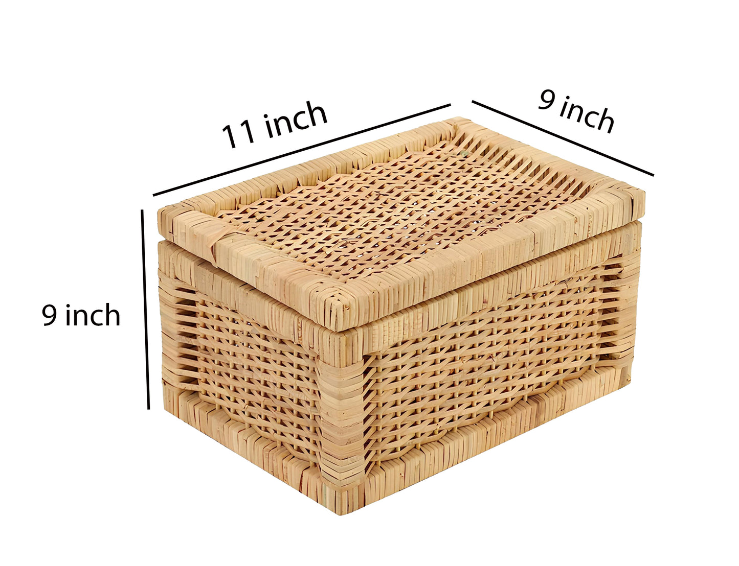AKWAY Wicker Storage Basket With Lid for Bathroom Utilities (11" L x 9" W x 9" H) - Akway Home Improvement > Shelf Baskets (I
