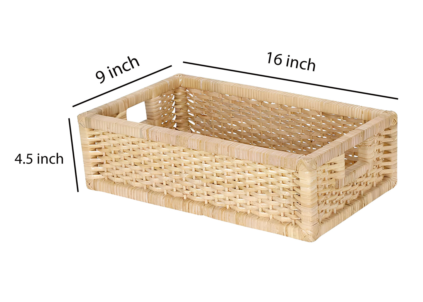 AKWAY Handmade Bamboo Wicker Storage Organizer Basket for Cloth, Toiletry, Bathroom (16 x 9 x 4.5, Beige,Rattan,Pack of 1) -