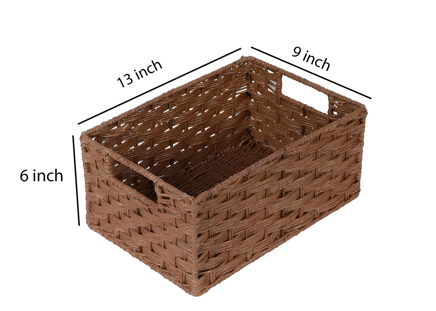 AKWAY Bamboo Rattan Wicker Basket for Cloths, Storage, Bin Organizer for Toiletry Cosmetic (Brown, 13 x 9 x 6,Pack of 1) - Ak
