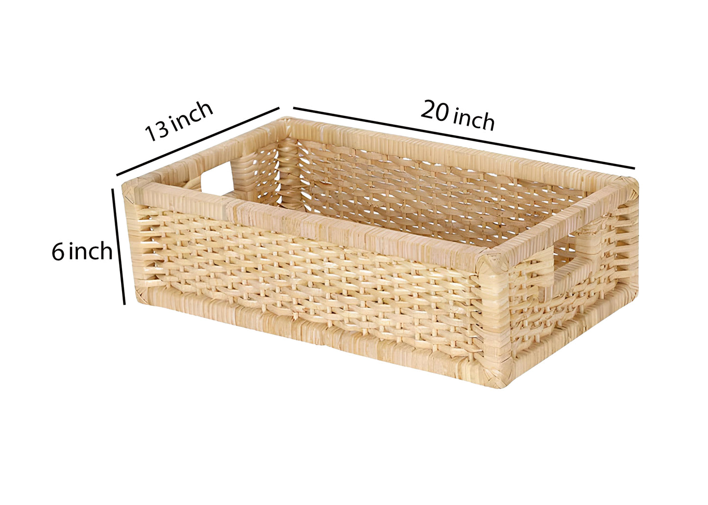 AKWAY Handmade Wicker Basket for Cloth, Storage Basket, Bin Organizer ,Bathroom Organizer Bamboo Wicker Basket (20 L x 13 W x 6 H,Rattan,Beige)