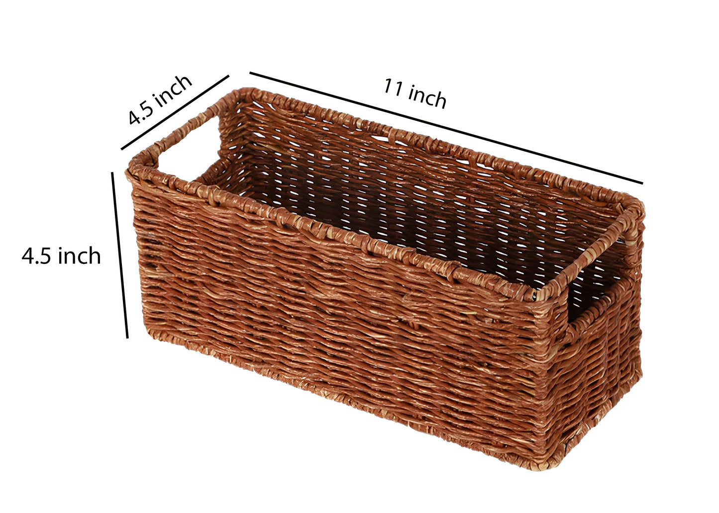 AKWAY Handmade Wicker Basket Bathroom Vanity Tray, Wicker Kitchen Counter top Storage Shelf Coffee Table Decorative Tray Cosmetic Organizer Display Holder (11 L x 4.5 W x 4.5 H)
