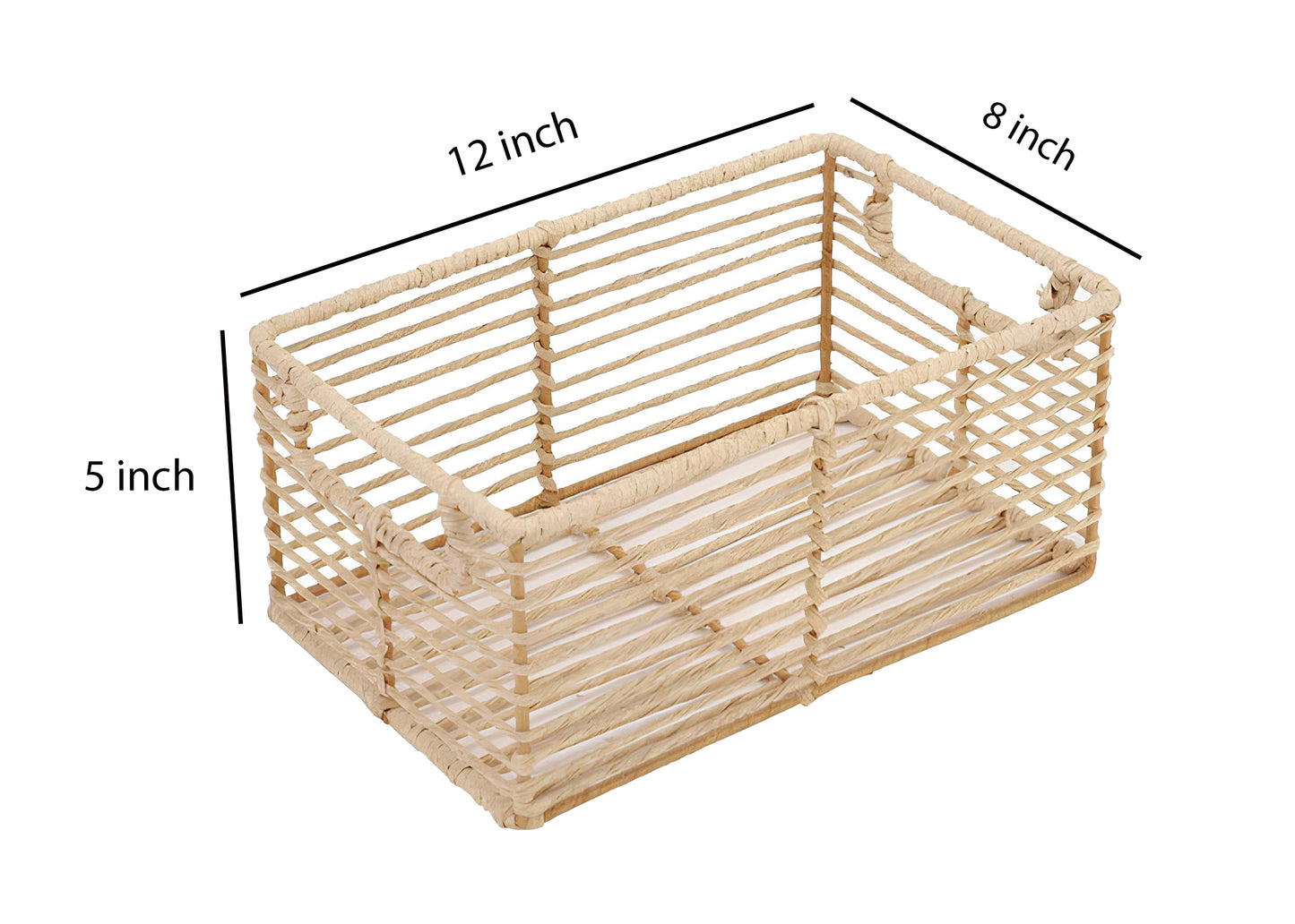 AKWAY natural wicker segrass water hyacinth kauna grass storage orgainze (12"L X 8"W X 5"H) - Akway Home Improvement > Shelf