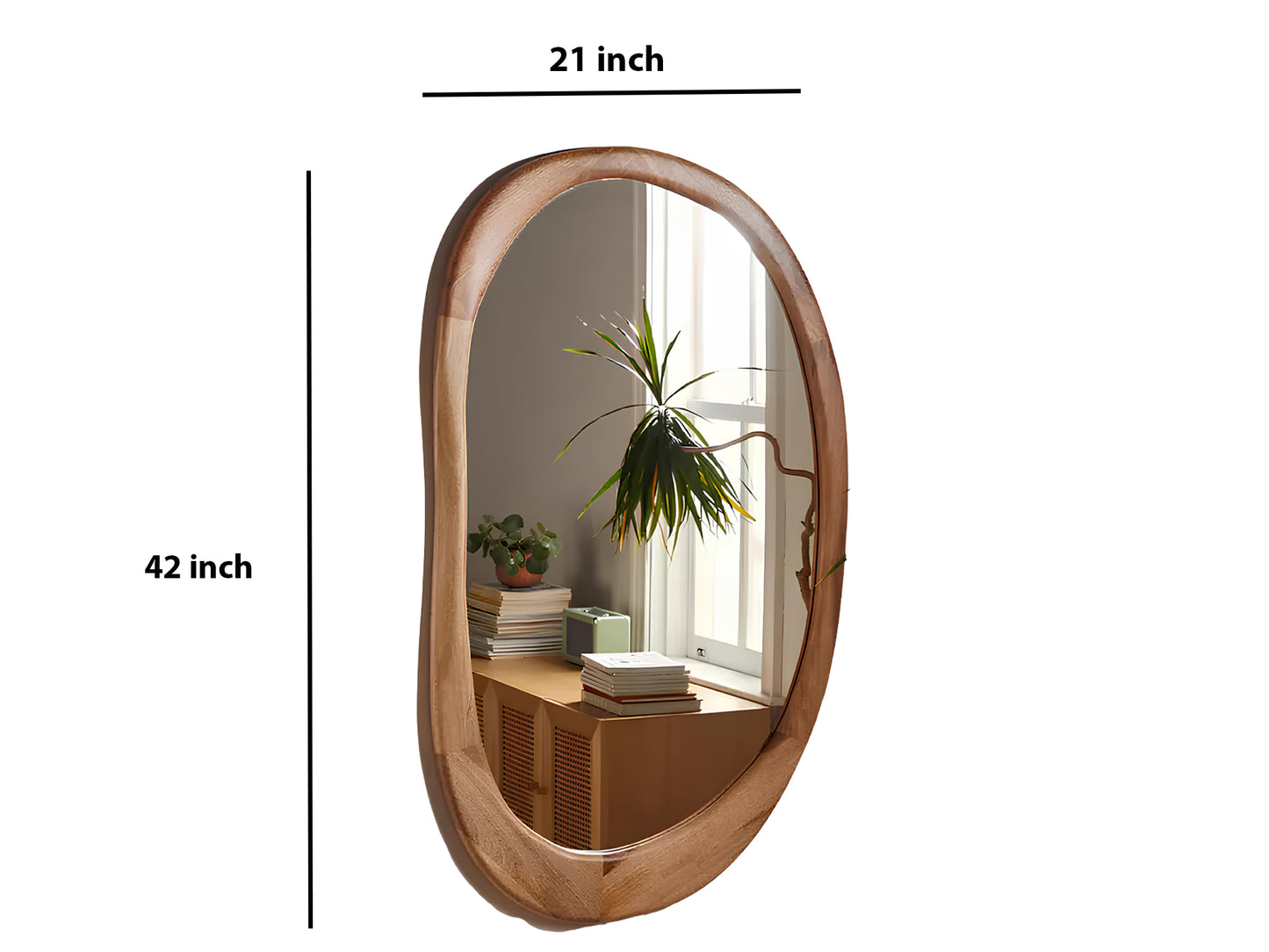 Bamboo Wall Mirror for living room | Cane Wall Mirror | Rattan Mirror - Hadayat