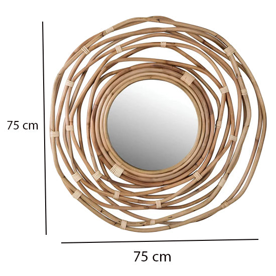 Bamboo Wall Mirror for living room | Cane Wall Mirror | Rattan Mirror - Ishana - Akway Uncategorized (Image 8)