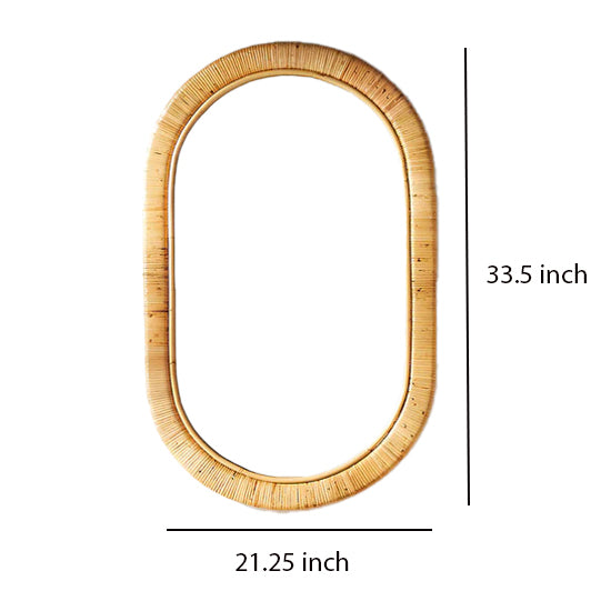 Bamboo Wall Mirror for living room | Cane Wall Mirror | Rattan Mirror - Hrida