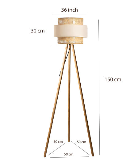 Rattan Floor Lamp | Bamboo Floor Lamp | Cane Floor Lamp - Lavanya - Akway Lighting > Floor Lamps (Image 3)