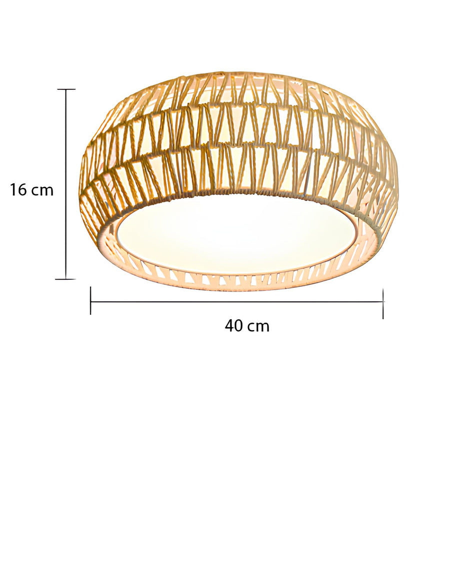 Jute Ceiling Flush Mount Lamp for Living Room | Jute Pendant light | Jute ceiling light - Verona - Akway Uncategorized (Image