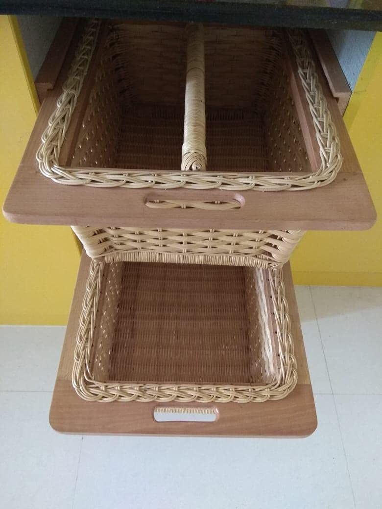 Wicker Basket for Modular Kitchen | Pull Out Wicker Basket 20 x 20 x 8 - Siya - Akway Home Improvement > Shelf Baskets (Image