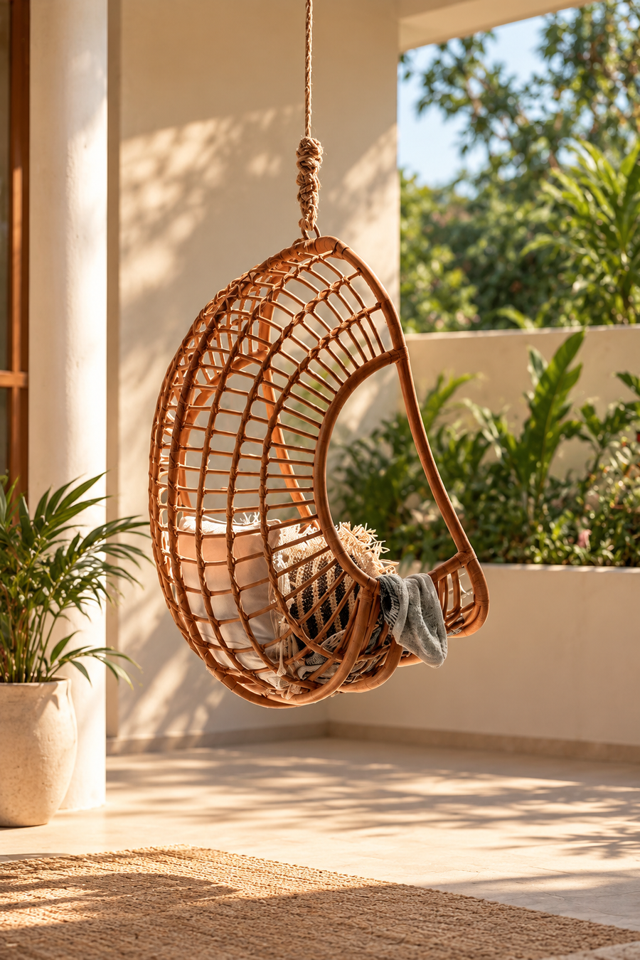 Bamboo Swing Chairs for Outdoor | Cane Swing Chairs - Adah by Akway - Furniture > Swing Chairs
