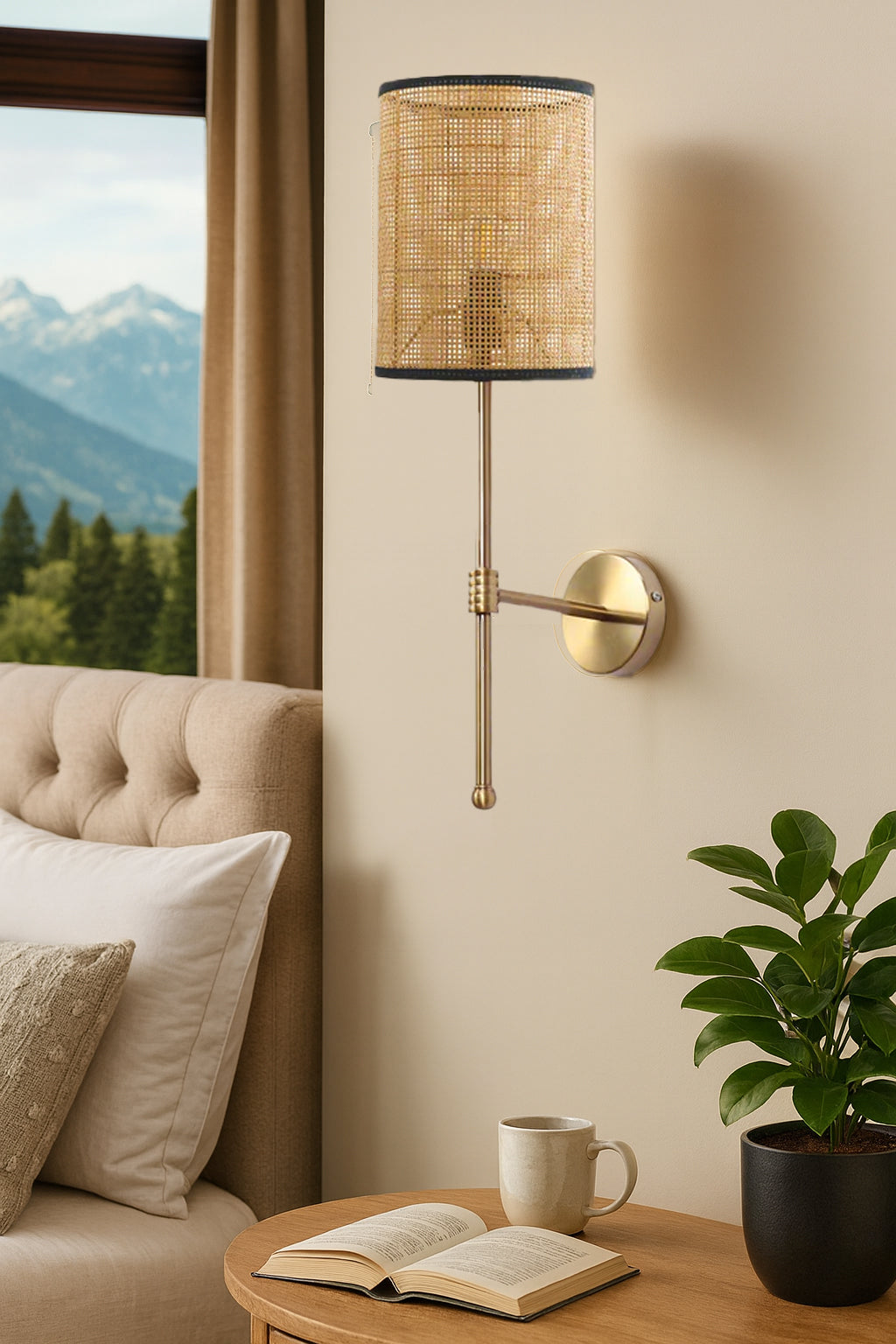 Rattan Wall Light For Living Room | Cane Wall Light - Amaira