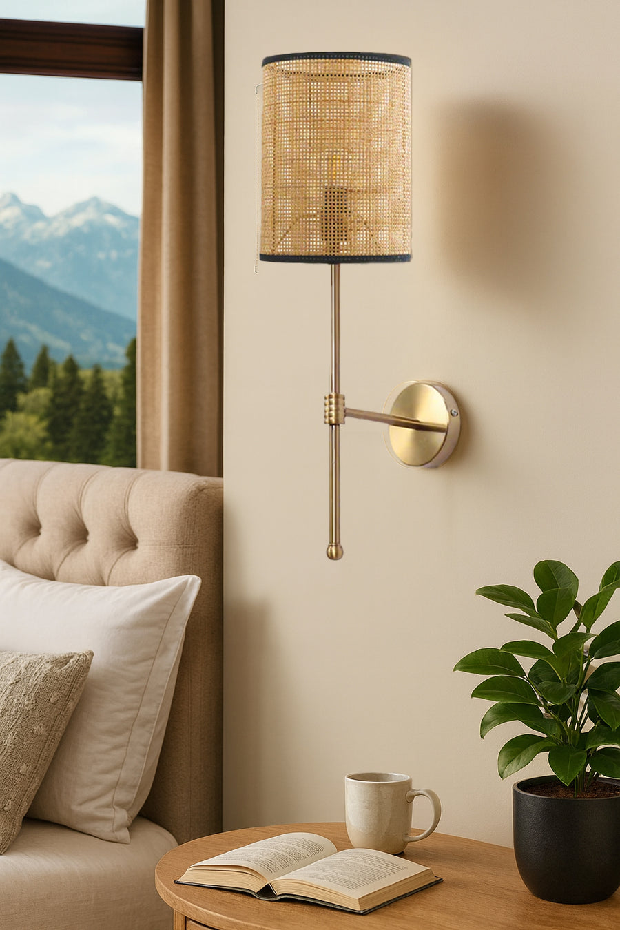 Rattan Wall Light For Living Room | Cane Wall Light - Amaira - Image 3