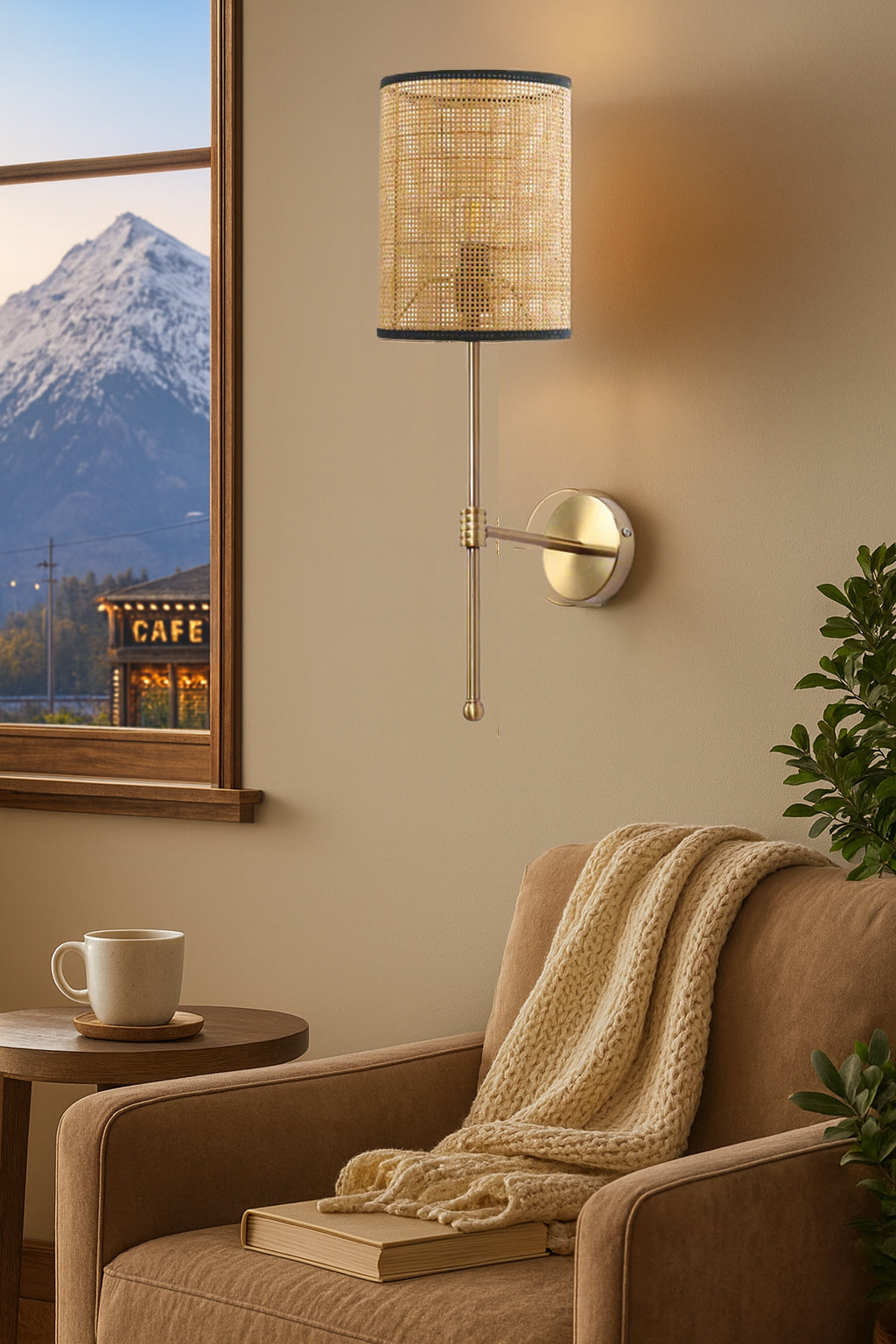 Rattan Wall Light For Living Room | Cane Wall Light - Amaira