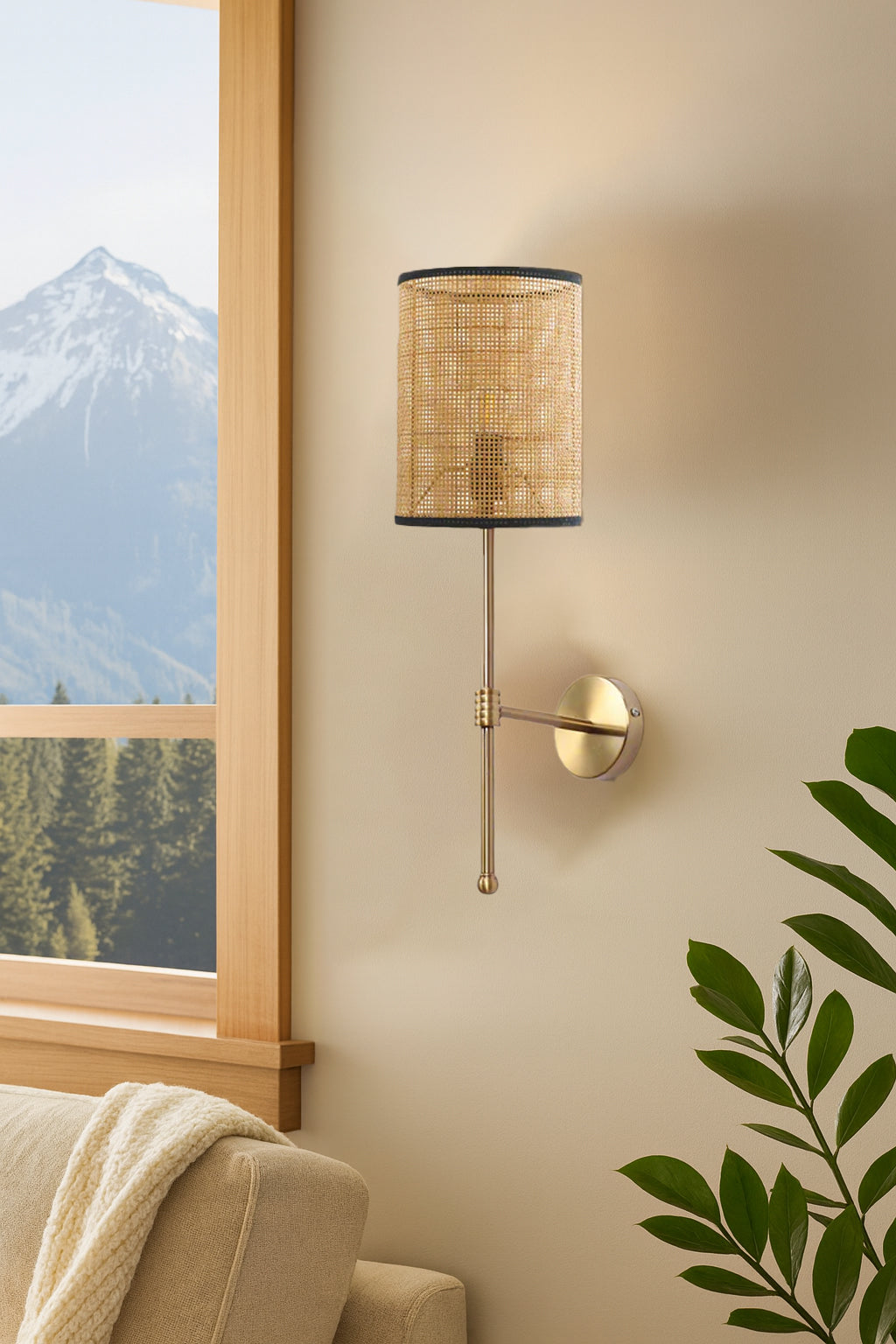 Rattan Wall Light For Living Room | Cane Wall Light - Amaira