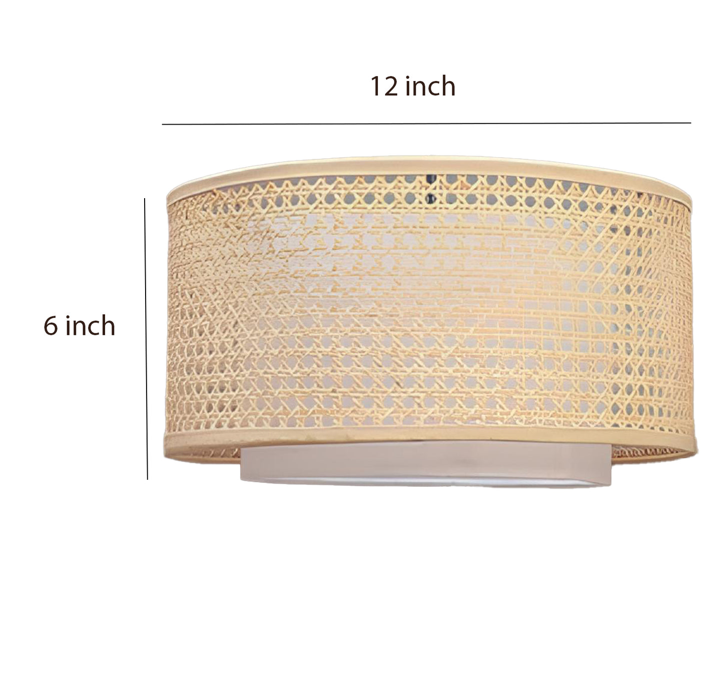 Rattan Hanging lamp for Living Room | Bamboo Hanging Lamp | Cane Pendant light - Anahita 12" Dia x 6" Height by Akway - Image