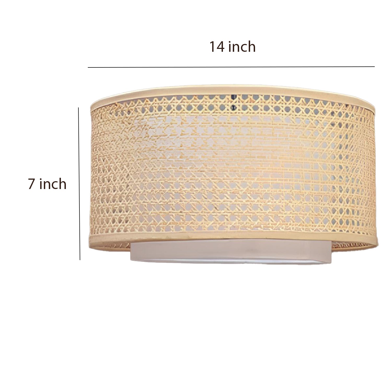 Rattan Hanging lamp for Living Room | Bamboo Hanging Lamp | Cane Pendant light - Anahita 12" Dia x 6" Height by Akway - Image