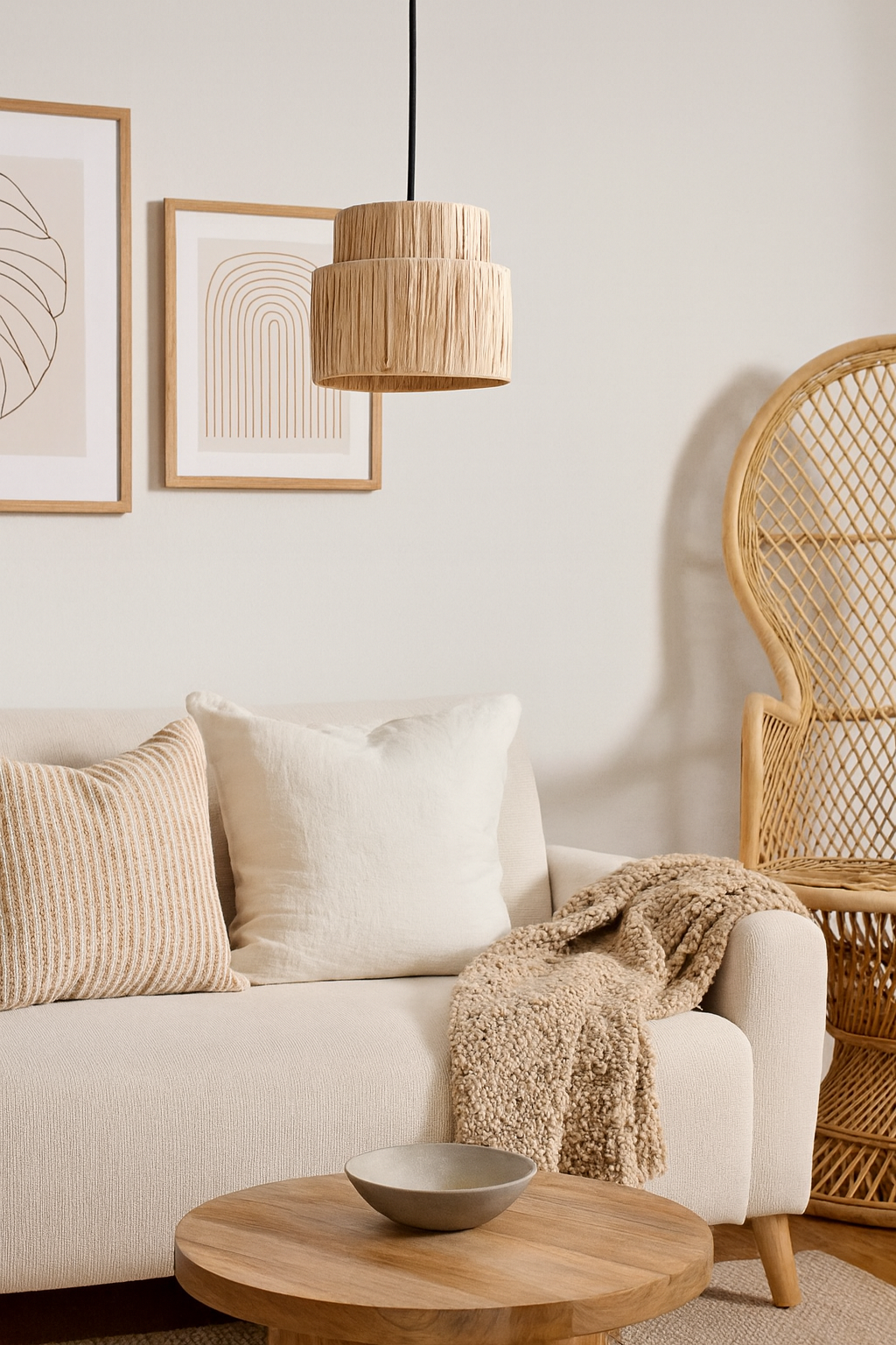 Bamboo Hanging lamp for Living Room | Rattan Pendant light | Cane ceiling light - Anaisha by Akway - Image 5
