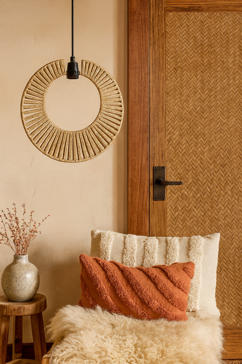 Jute Hanging lamp for Living Room | Jute Pendant light | Jute ceiling light - Anant by Akway - Image 4