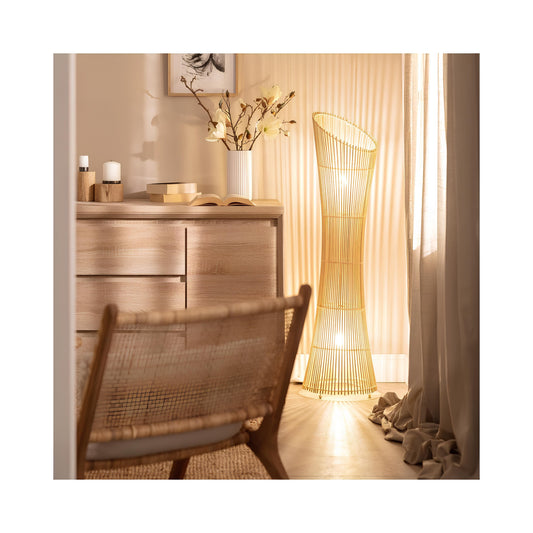 Rattan Floor Lamp | Bamboo Floor Lamp | Cane Floor Lamp - Ujjala by Akway - Lighting > Floor Lamps