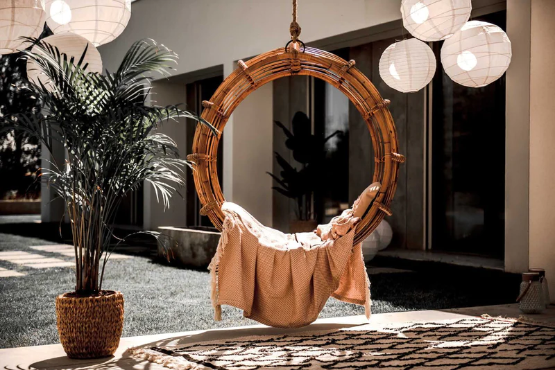 Bamboo Cane Swing Chair for Balcony & Bedroom - Anaisha | Akway