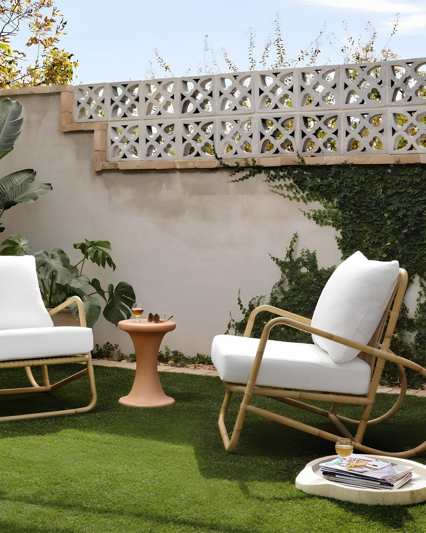 Cane Chairs for Balcony | Rattan Accent Chair with Cushion - Anaisha by Akway