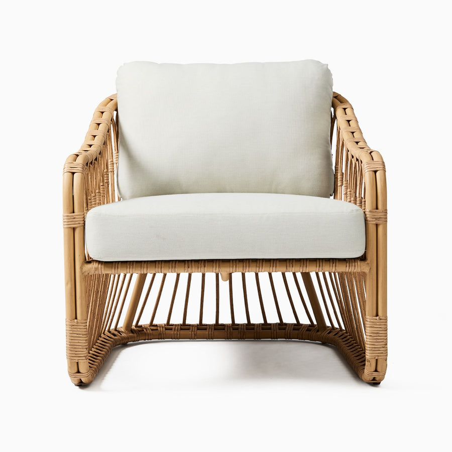 Cane Chair for Living Room | Rattan Lounge Chair with Cushion - Adah by Akway