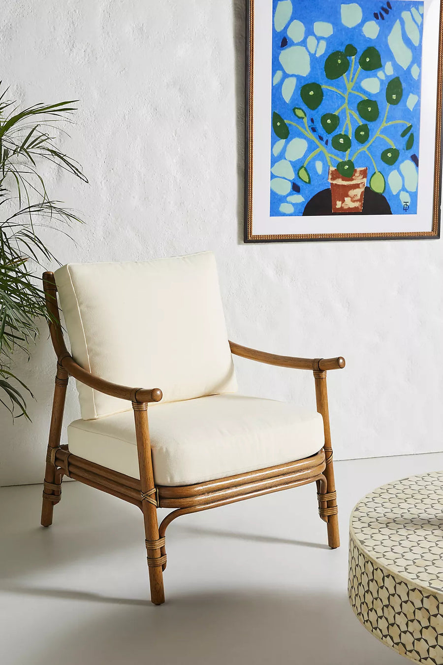Cane Lounge Chair for Living Room | Rattan Chair with Cushion - Anala by Akway