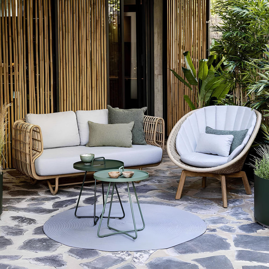 Cane Outdoor Sofa with Cushion for Patio - Kashvi by Akway