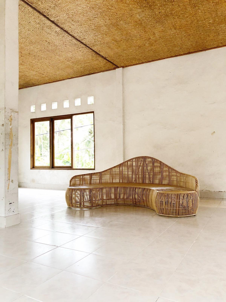 Cane Outdoor Sofa with Cushion for Patio - Shanaya by Akway