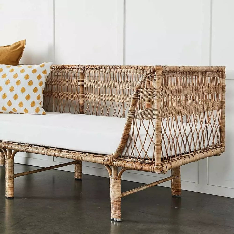 Cane Outdoor Sofa with Cushion for Patio - Shrishti by Akway