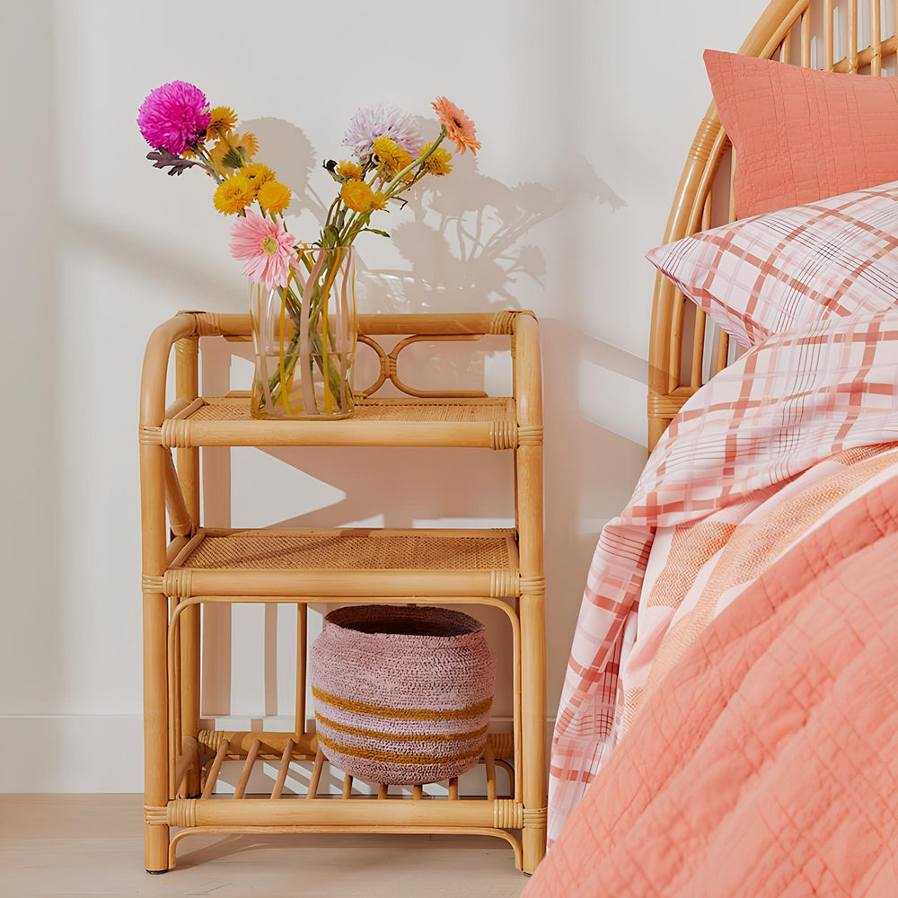 Rattan Bedside Table for Bedroom | Cane Side Table | Bamboo Table - Anala