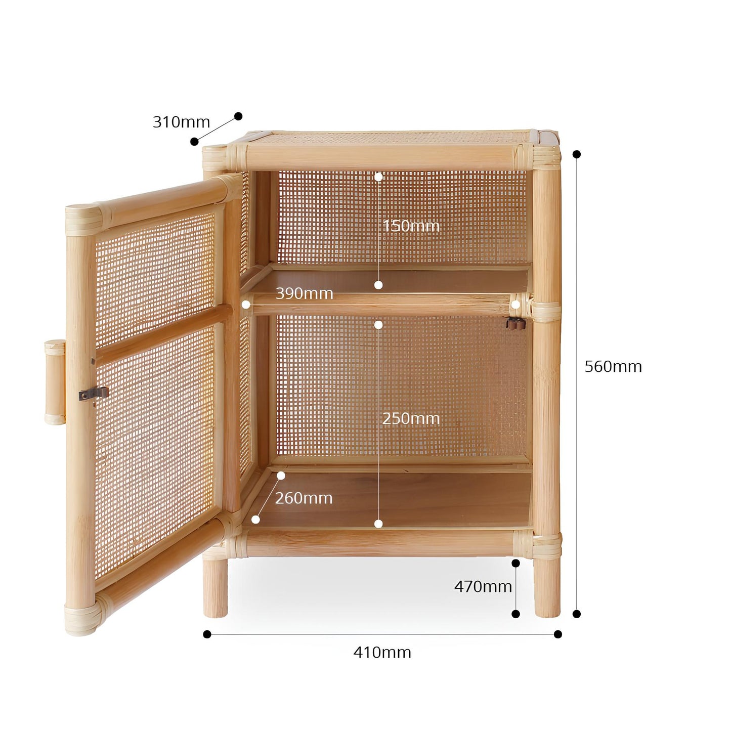 Rattan Bedside Table | Cane Side table | Bamboo table - Mahika - Akway