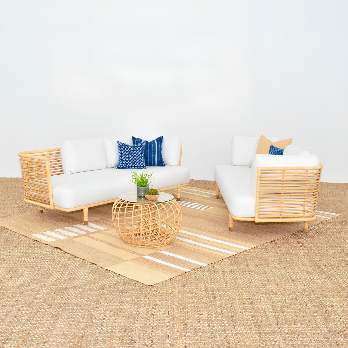 Cane Outdoor Sofa | Cane garden sofa - Adah - Akway