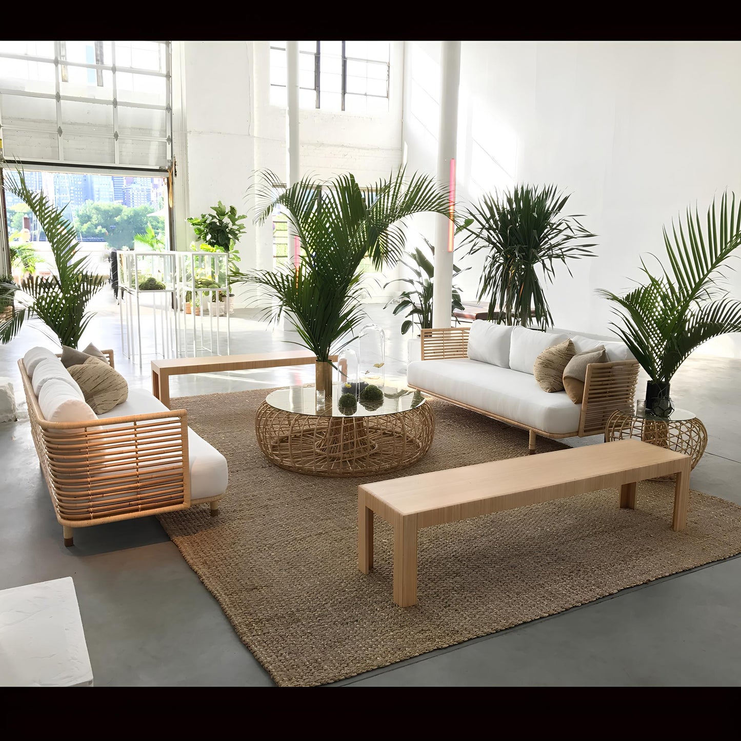 Cane Outdoor Sofa | Cane garden sofa - Adah - Akway