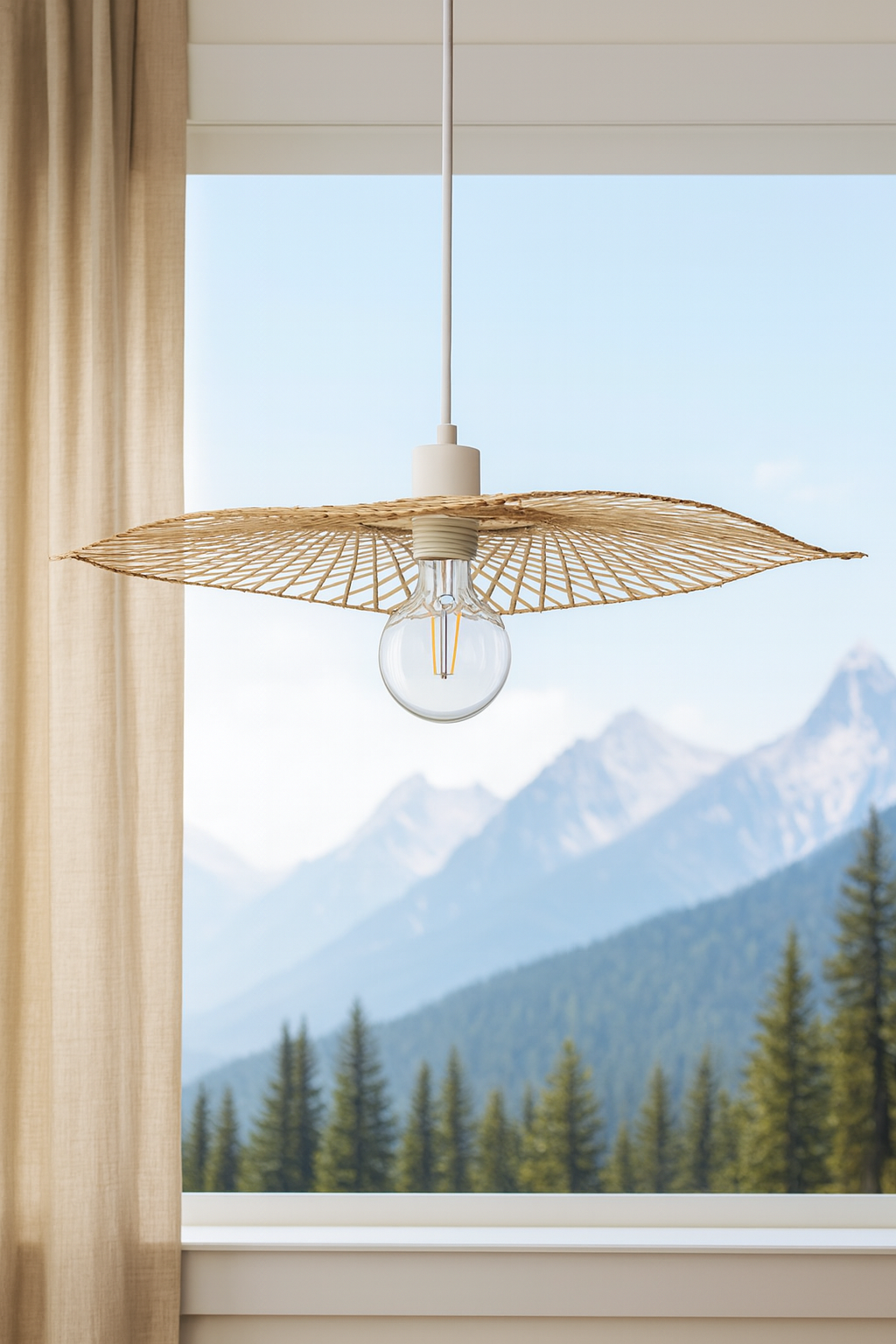 Rattan Hanging lamp for Living Room | Cane Pendant light | Wicker ceiling light - Cetabel by Akway - Image 2
